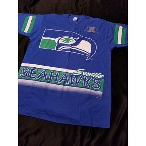 Vintage XL Salem Seattle Seahawks 1994 All Over Print Men's Single Stitch Shirt